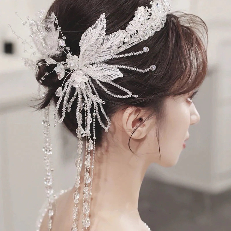 BỘ KẸP CÀI TÓC HANDMADE CHO CÔ DÂU NGÀY CƯỚI(như video)