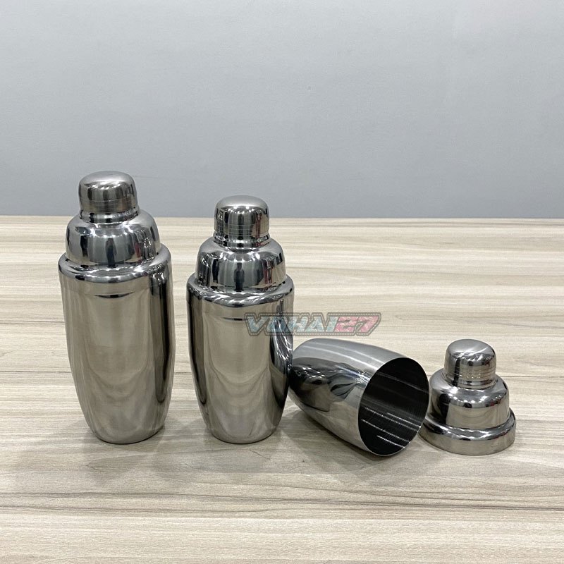 Bình lắc Shaker pha chế cocktail chất liệu inox loại dày (350 - 550 - 750 ml)