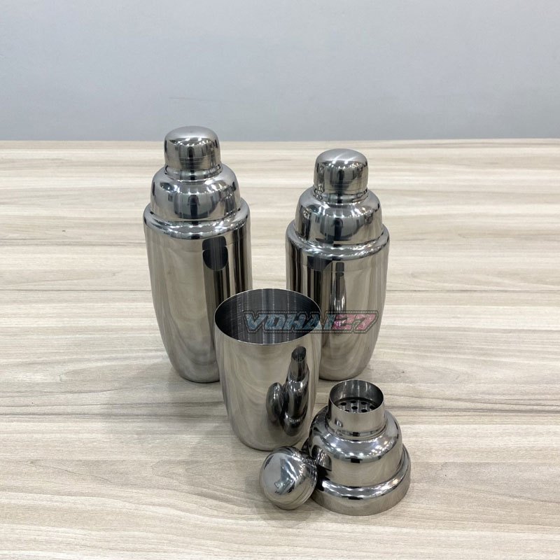 Bình lắc Shaker pha chế cocktail chất liệu inox loại dày (350 - 550 - 750 ml)
