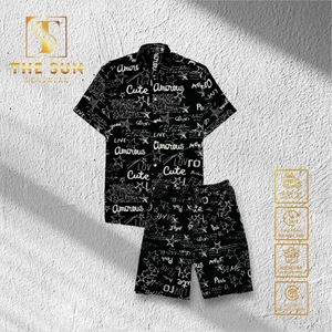 Bộ Quần Áo Lụa Họa Tiết Chữ Sao 2 Màu - Bộ Sơ Mi Lụa TS27, TS40 - Size 50-100kg - Bộ Cuban Shirt Vải Lụa Thoáng Mát