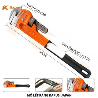Mỏ lết răng sửa ông nước Kapusi, cỡ từ 12-14-18-24inch, thép CR-V, BH 12 tháng, Kìm nước kapusi