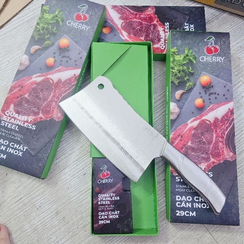 DAO CHẶT THỊT INOX CÁN INOX DÀI 29CM CHERRY . DAO CHẶT THỊ . CHẶT XƯƠNG ...