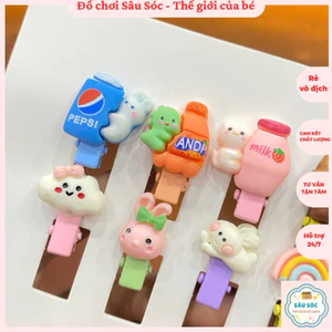 Set Kẹp Tóc 10-14 Chi Tiết Mẫu Mới Nhiều Màu Gấu Dâu Lotso Siêu Xinh - Kẹp Mái
