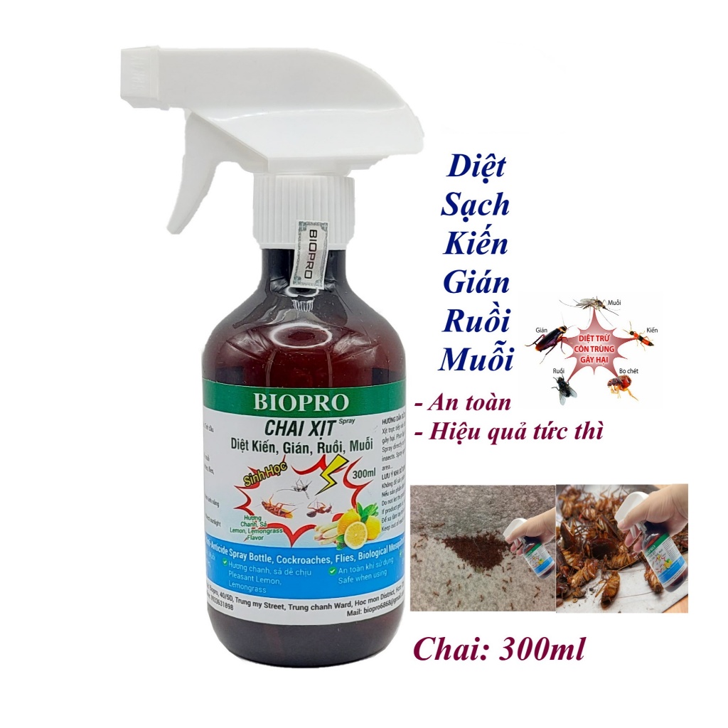 Chai xịt diệt kiến diệt gián ruồi muỗi Sinh học Biopro Chai 300ml Diệt ...