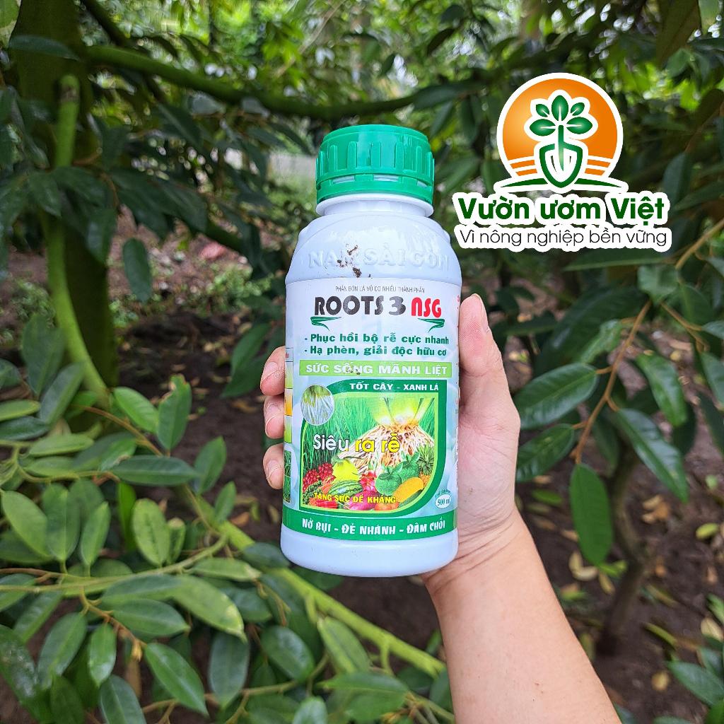 Phân bón Roots 3 - phục hồi rễ, kích rễ đậm đặc, tăng độ màu mỡ đất, cây khỏe tự nhiên - 500ml