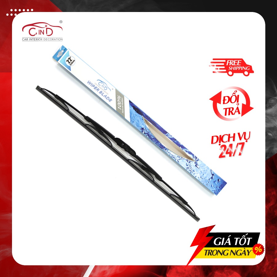 Gạt Mưa Ô Tô Gọng Sắt CIND 406 (22iinch/550mm) Phù Hợp Cho Nhiều Dòng Xe Ô Tô Xe Hơi Có Móc Cong Chứ U