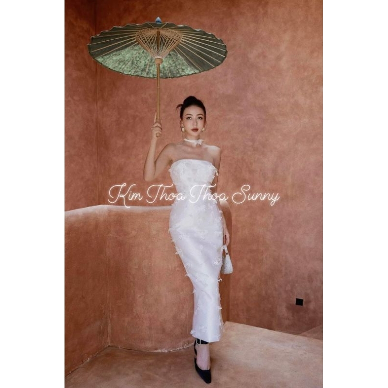 Váy Tiệc Ashleyy Body Hồ Điệp Trắng Siêu Cấp – Kim Thoa Design | Kèm feedback khách + Ảnh thật