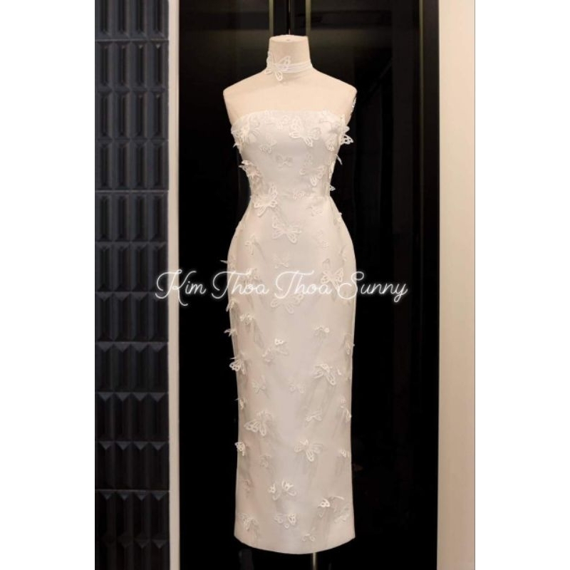 Váy Tiệc Ashleyy Body Hồ Điệp Trắng Siêu Cấp – Kim Thoa Design | Kèm feedback khách + Ảnh thật