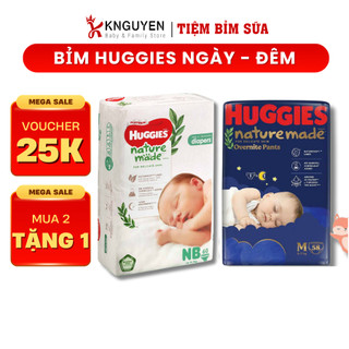Bỉm/Tã dán/quần cho bé Huggies Nature Made thiết kế siêu mỏng size NB60/S82/M64/L54/XL44/XXL26