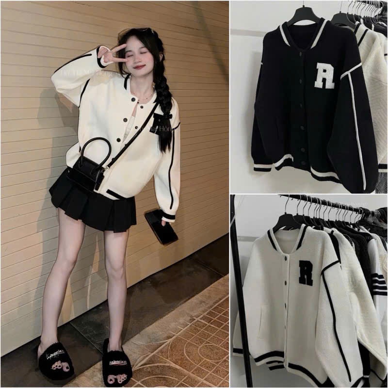 ÁO KHOÁC BOMBER DẠ THUÊ CHỮ R SÀNH ĐIỆU CÁ TÍNH M02 | Shopee Việt Nam
