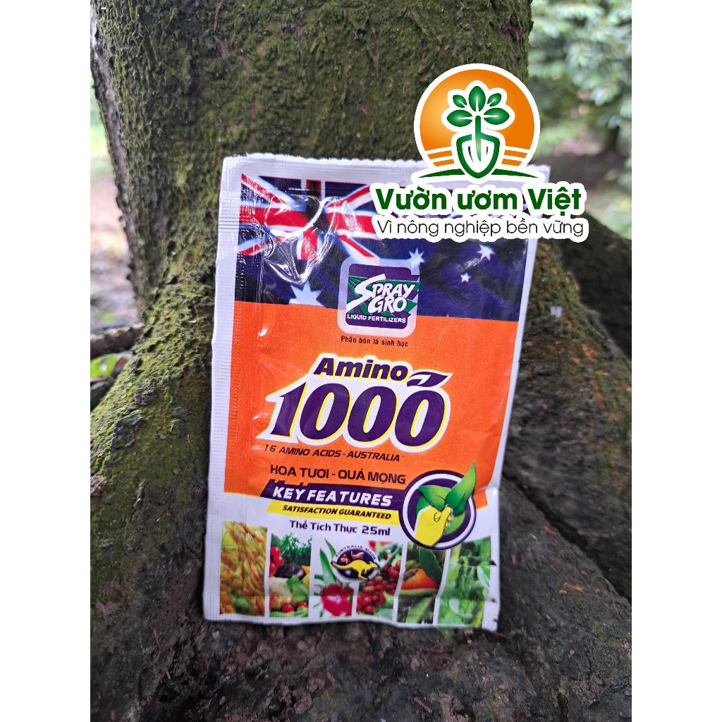 Phân bón Amino 1000 - hoa tươi quả mọng, nuôi dưỡng hoa và quả đẹp màu, ngon ngọt tự nhiên - 25ml