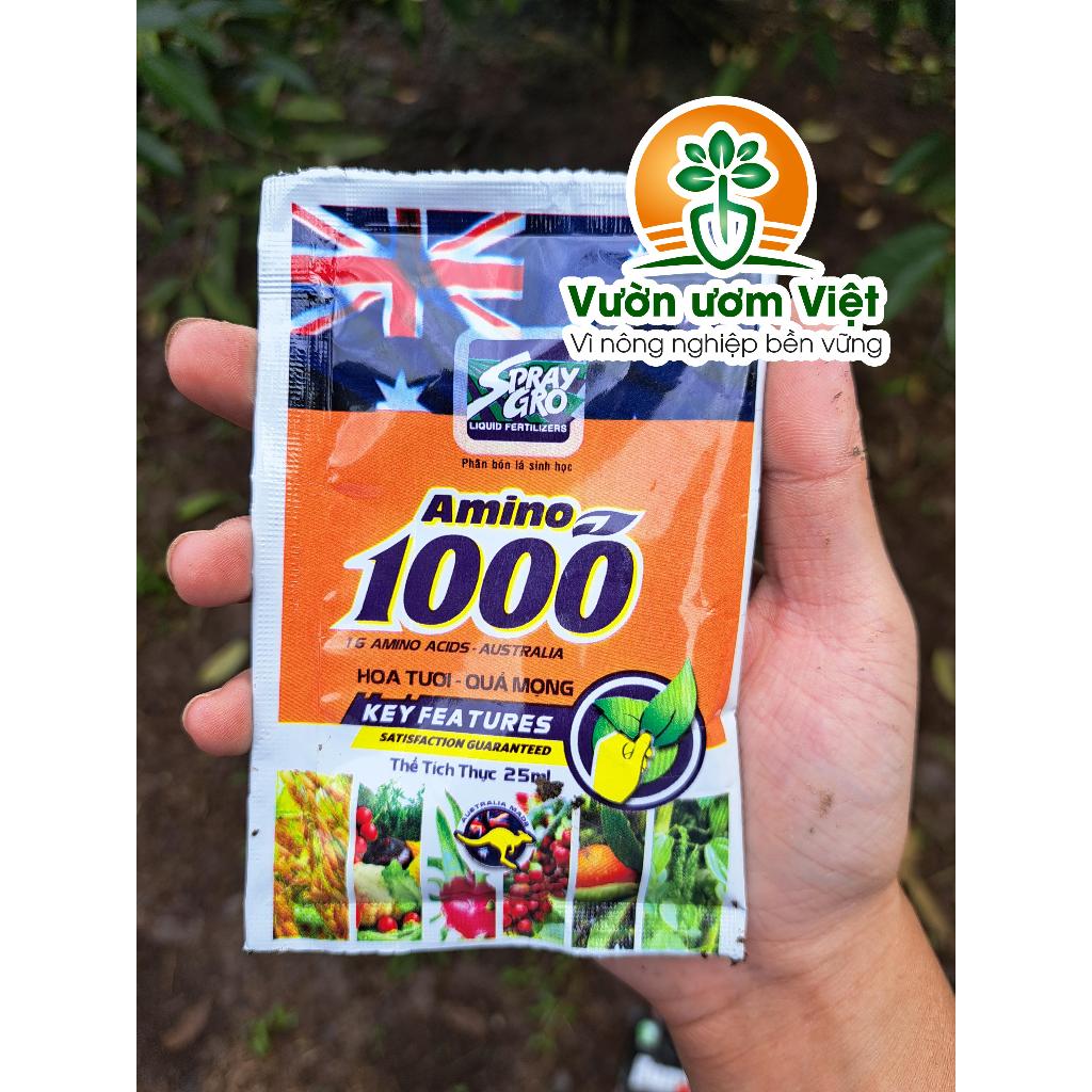 Phân bón Amino 1000 - hoa tươi quả mọng, nuôi dưỡng hoa và quả đẹp màu, ngon ngọt tự nhiên - 25ml