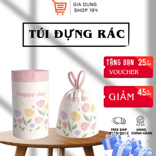 Túi Đựng Rác Hình Hoa Có Quai Xách , Cuộn 100 Túi  Tay Cầm Dây Rút Siêu Dai