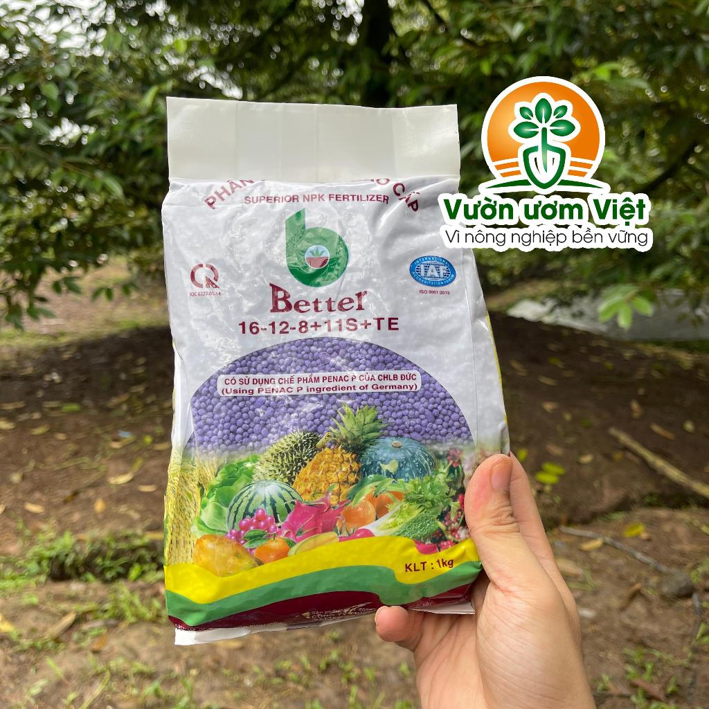 Phân bón 16-12-8+11S+TE Đầu Trâu dưỡng cây xanh lá, bổ sung lưu huỳnh tăng đề kháng, sức sống - 1 Kg