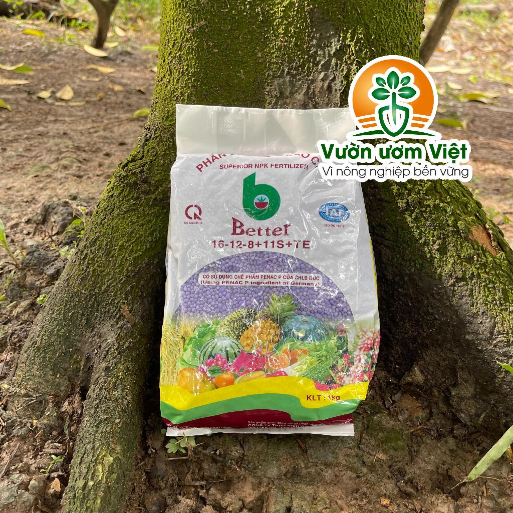 Phân bón 16-12-8+11S+TE Đầu Trâu dưỡng cây xanh lá, bổ sung lưu huỳnh tăng đề kháng, sức sống - 1 Kg
