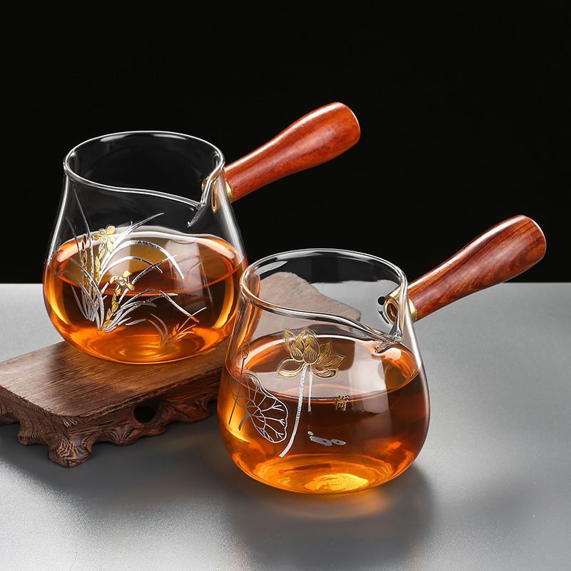 Tống chuyên trà thủy tinh Borosilicate chịu nhiệt cao cấp (Cán gỗ chắc chắn)