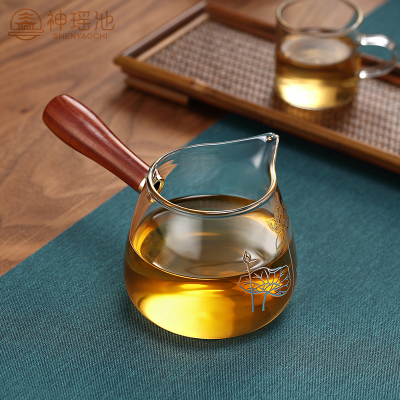 Tống chuyên trà thủy tinh Borosilicate chịu nhiệt cao cấp (Cán gỗ chắc chắn)