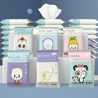 Set 8 Gói (64 tờ) Khăn Giấy Ướt Mini Dễ Thương Bỏ Túi Tiện Lợi, Khăn Giấy Ướt Đa Năng Không Mùi , An Toàn