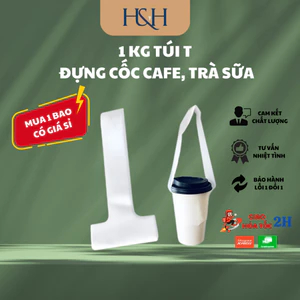 Set 0.5kg - 1Kg Túi Nilon Đựng 1 Ly Chữ T Trắng Zin Đựng Cốc Cafe, Cốc Trà Sữa - Tổng Kho Hải Hạnh