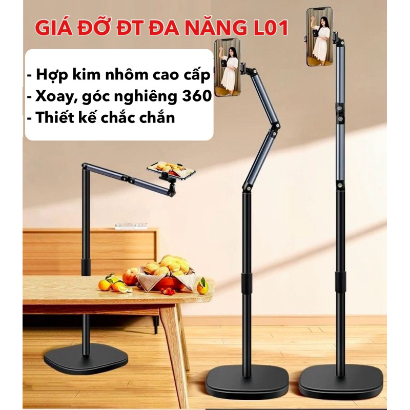 Giá đỡ kẹp điện thoại L01, gậy quay phim livestream, chân tripod chắc chắn  Phụ Kiện Selfie