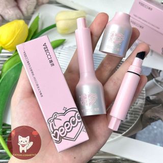 [VEECCI] Gel Kẻ Mày VEECCI 2in1 Kèm Cọ Ombre Hồng Ánh Bạc Hỗ Trợ Che Đường Chân Tóc, Lâu Trôi Tự Nhiên