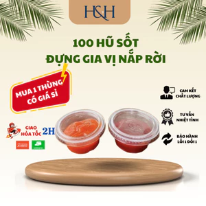 SET 100 Hũ Sốt 2oz, 4oz Đựng Sốt, Nước Chấm , Nước Tương , Gia Vị (Bằng Nhựa Có Nắp Dùng 1 Lần Cao Cấp)