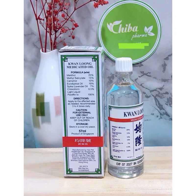 Dầu nóng Kwan Loong Oil Singapore 57ML- Dầu nóng, thơm, thấm nhanh, giảm đau nhứt