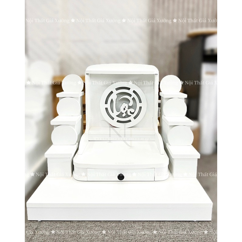 ( Có Đèn Led Sẵn  ) TRỌN BỘ BÀN THỜ THẦN TÀI THỔ ĐỊA CHỮ LỘC MÀU TRẮN