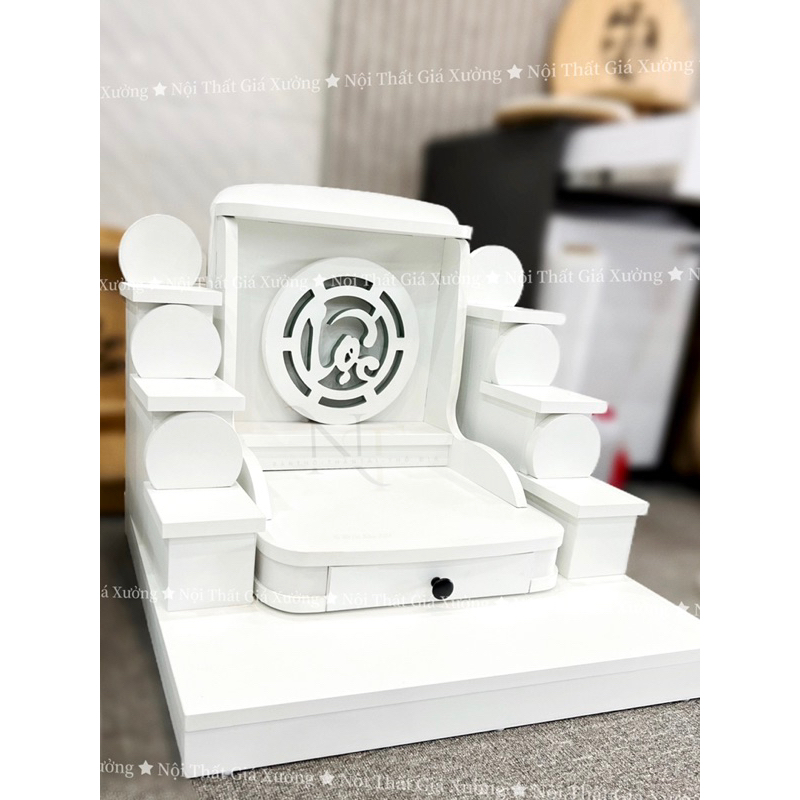 ( Có Đèn Led Sẵn  ) TRỌN BỘ BÀN THỜ THẦN TÀI THỔ ĐỊA CHỮ LỘC MÀU TRẮN