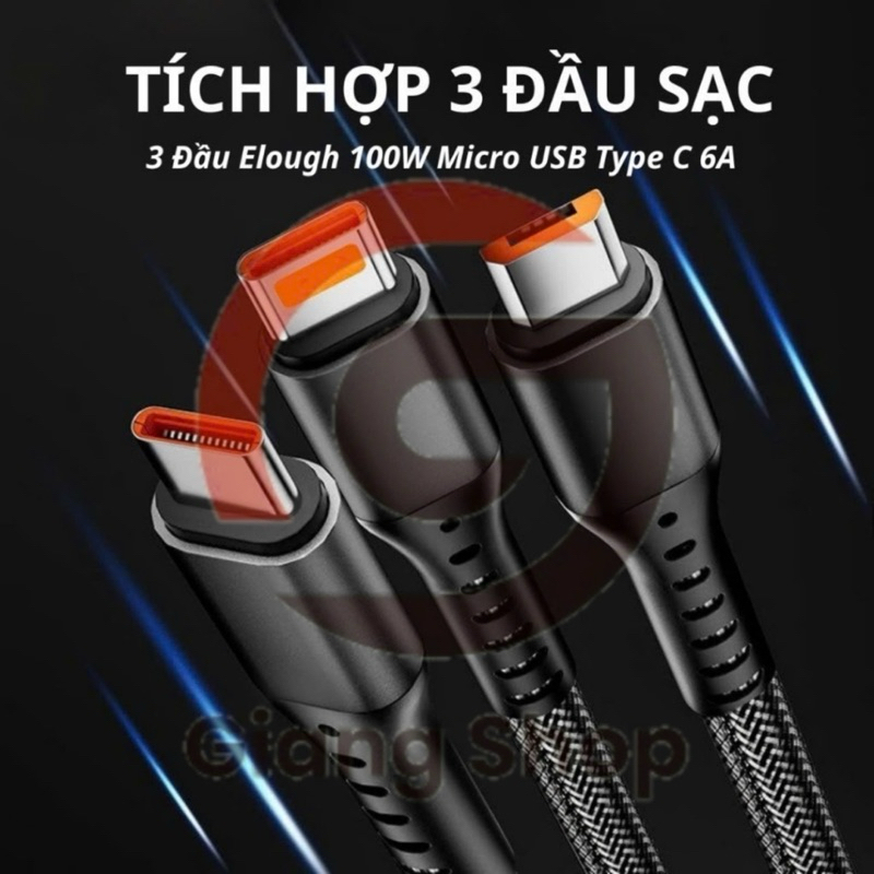 Cáp Sạc 3 Đầu VVZ. Dòng 3A Sạc Nhanh, Chất Lượng Cao, Tiện Dụng Với Mọi Loại ĐT