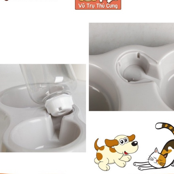Bát ăn đôi cho Chó Mèo kèm bình nước tự động 500ml