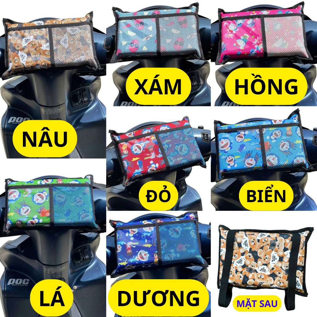 [ GỐI HOẠT HÌNH ] GỐI XE MÁY CHỐNG VA ĐẬP ĐẦU BÉ VÀO XE MÁY