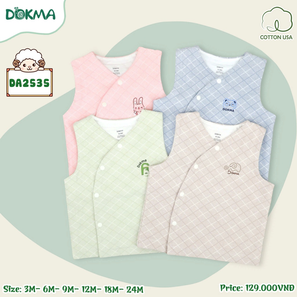 (4-12kg) Áo Gile Nỉ Cho Bé Dokma DA1931 DA2535 DA1860 DA2471