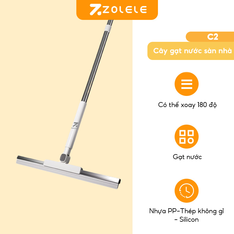 Ảnh Cây gạt nước sàn nhà tắm ZOLELE C2 thanh gạt 50cm đầu xoay 180 - Chính Hãng 2