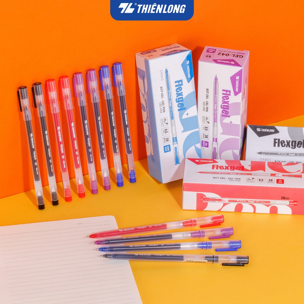 Ảnh Bút gel, bút bi nước Thiên Long Flexgel GEL-042 mực khô nhanh, nét viết êm, ngòi 0.5mm phù hợp cho học sinh, sinh viên 1