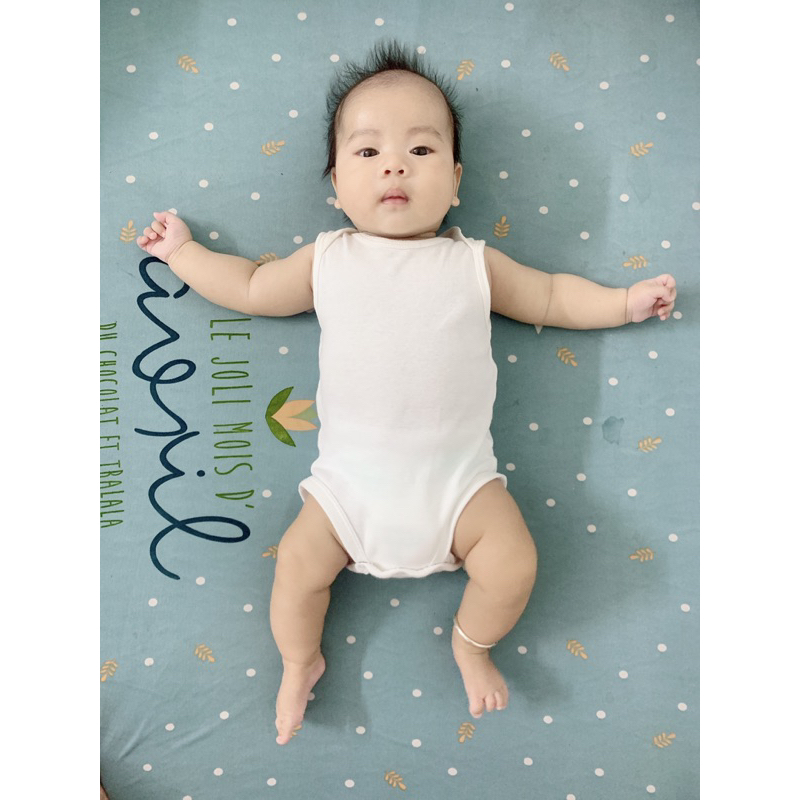 [MD18] 0-24m body chip/áo liền thân ba lỗ trắng trơn ho bé