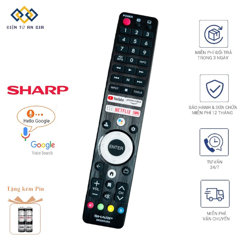 [CHÍNH HÃNG PHÍM ÊM] Điều khiển GIỌNG NÓI VOICE tivi SHARP Smart Tv ...