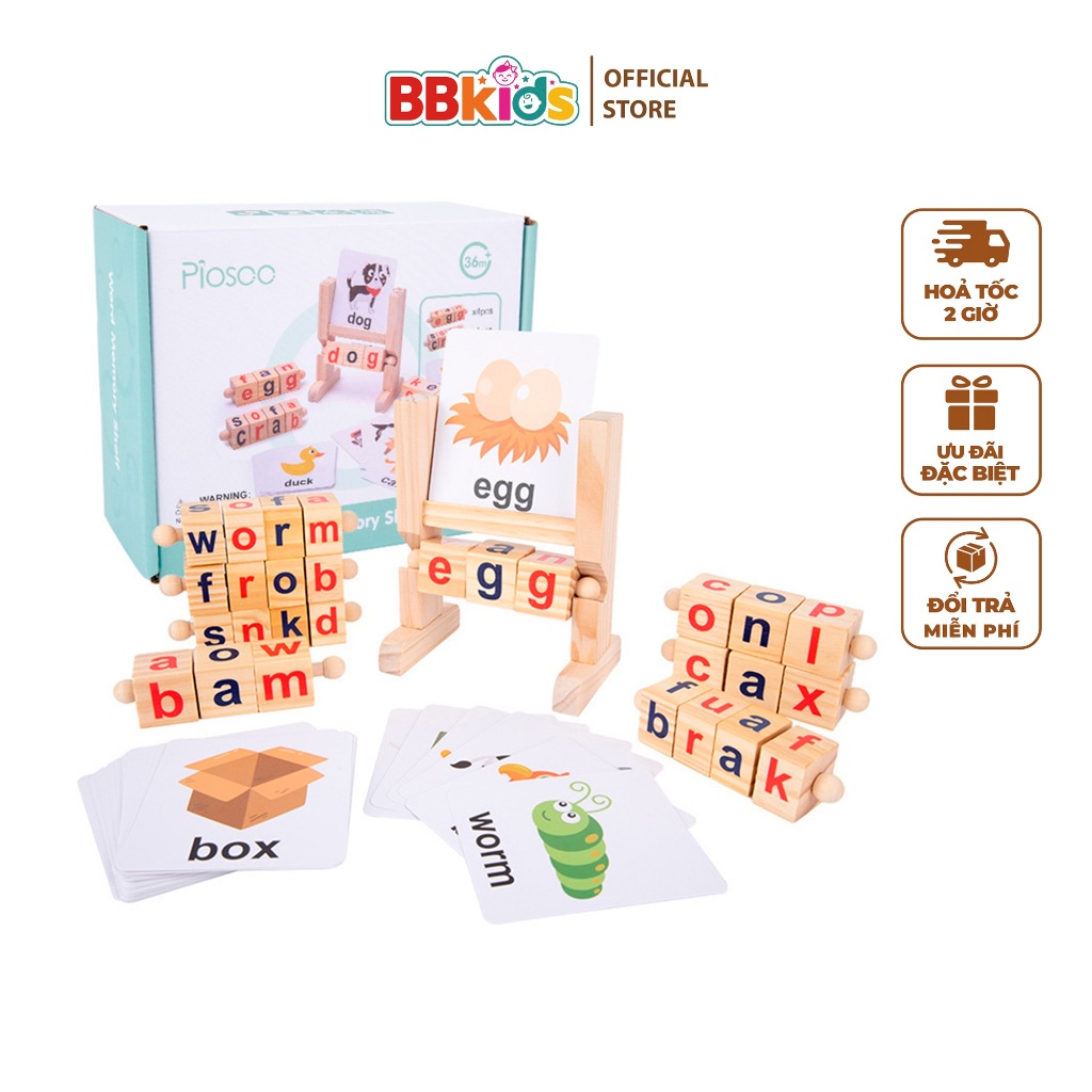 Bộ Đánh Vần Các Âm BBkids, Thẻ Flash Câu Đố, Đồ Chơi Bảng Chữ Cái, Trò Chơi Học Tiếng Anh - BB018