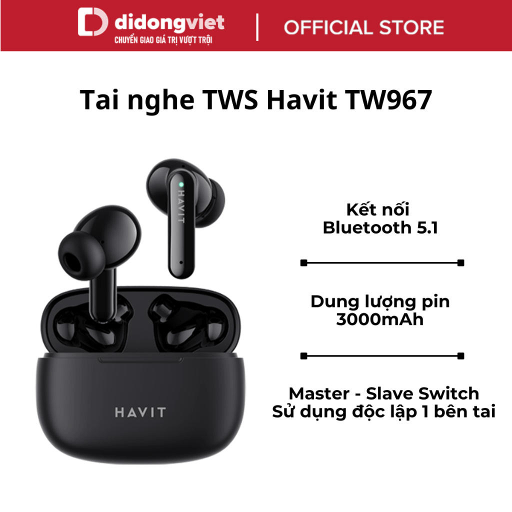 Ảnh Tai Nghe TWS Havit TW967 Pro | Thiết Kế Công Thái Học, Nghe Nhạc Đến 5H | Bảo hành 12 tháng 1