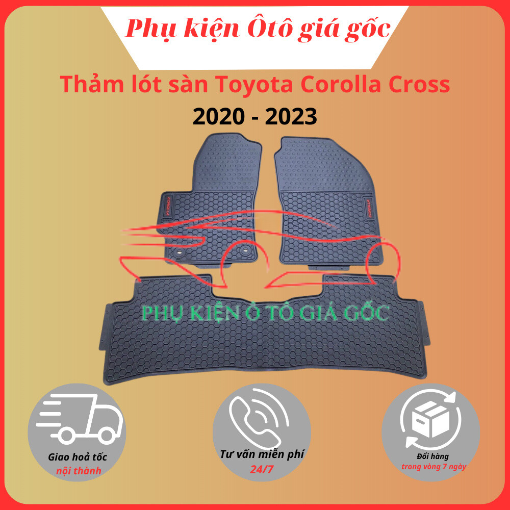 Thảm lót xe Toyota Corolla Cross 2020 - 2022, 2022, 2023, 2024 tổ ong CHỮ ĐỎ cao cấp
