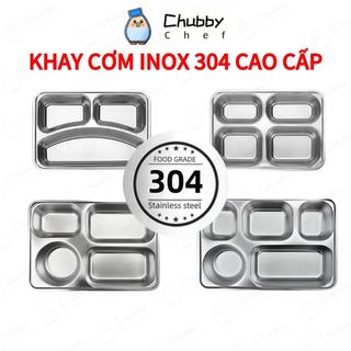 Khay cơm inox 304 cho bé có nắp đậy 2-5 ngăn sâu lòng phong cách Hàn Quốc khay inox đựng thức ăn khay cơm chia ngăn