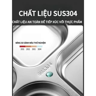 Khay cơm inox 304 cho bé có nắp đậy 2-5 ngăn sâu lòng phong cách Hàn Quốc khay inox đựng thức ăn khay cơm chia ngăn