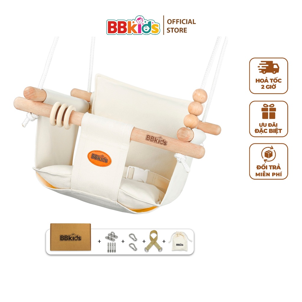 BBkids Xích Đu An Toàn Cho Bé Từ 6 Tháng, Đầy Đủ Phụ Kiện Lắp Ráp, Trong Nhà Và Ngoài Trời - BB001