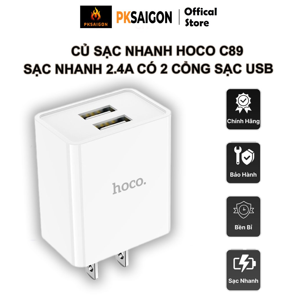 Củ Sạc Nhanh PKSAIGON C89 2 Cổng Sạc USB Sạc Nhanh 2.1A Chất Liệu PC ...