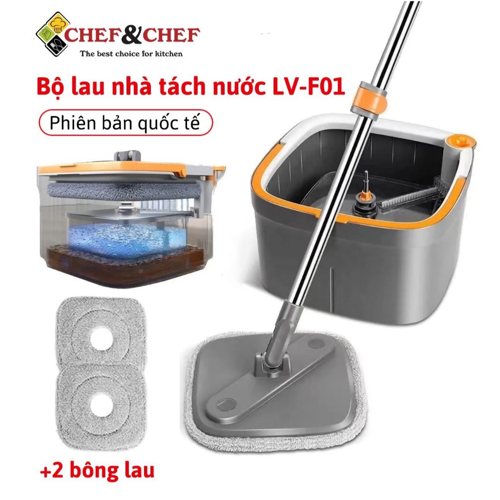 Ảnh Bộ Lau Nhà CHEF&CHEF LV-F04 – 2 Ngăn Riêng Biệt, Tách Nước Bẩn, Thiết Kế Độc Đáo, Lau Siêu Sạch 2