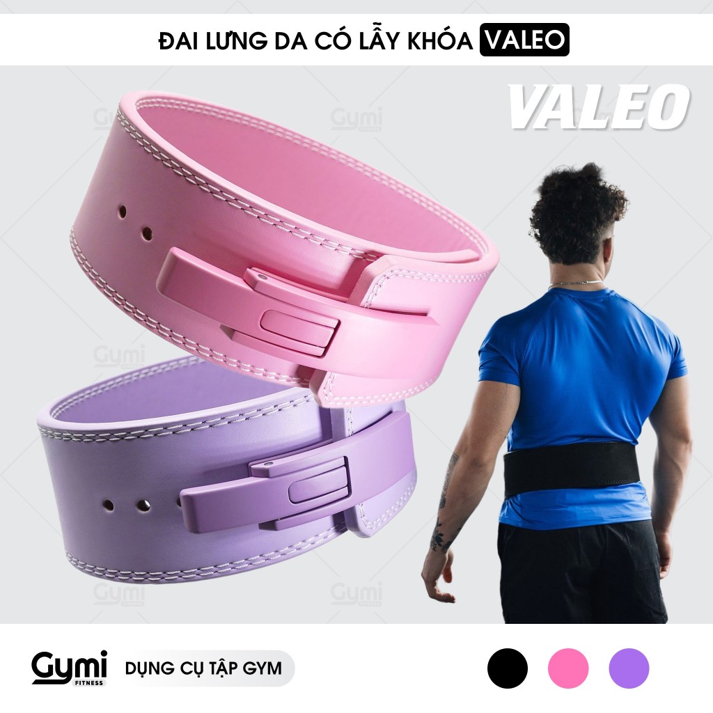 Đai Lưng Thể Thao Valeo Da Có Lẫy Khóa Hỗ Trợ Tập Gym - Tập Tạ - Squat - Deadlift Nhiều Màu Sắc - DL-ValeoKhoa