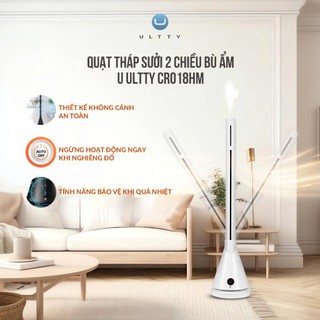 Quạt Tháp Sưởi 2 Chiều Bù Ẩm U ULTTY CR018HM, Sưởi gốm Ceramic hiện đại, Bù ẩm sóng siêu âm 300ml