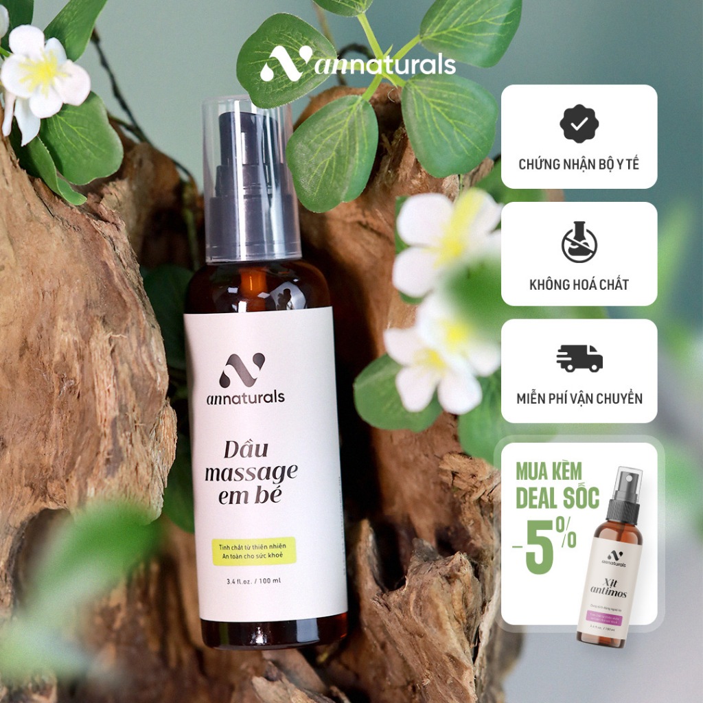 Dầu massage em bé thiên nhiên 100ml - Giúp giữ ẩm, mềm mịn da cho bé