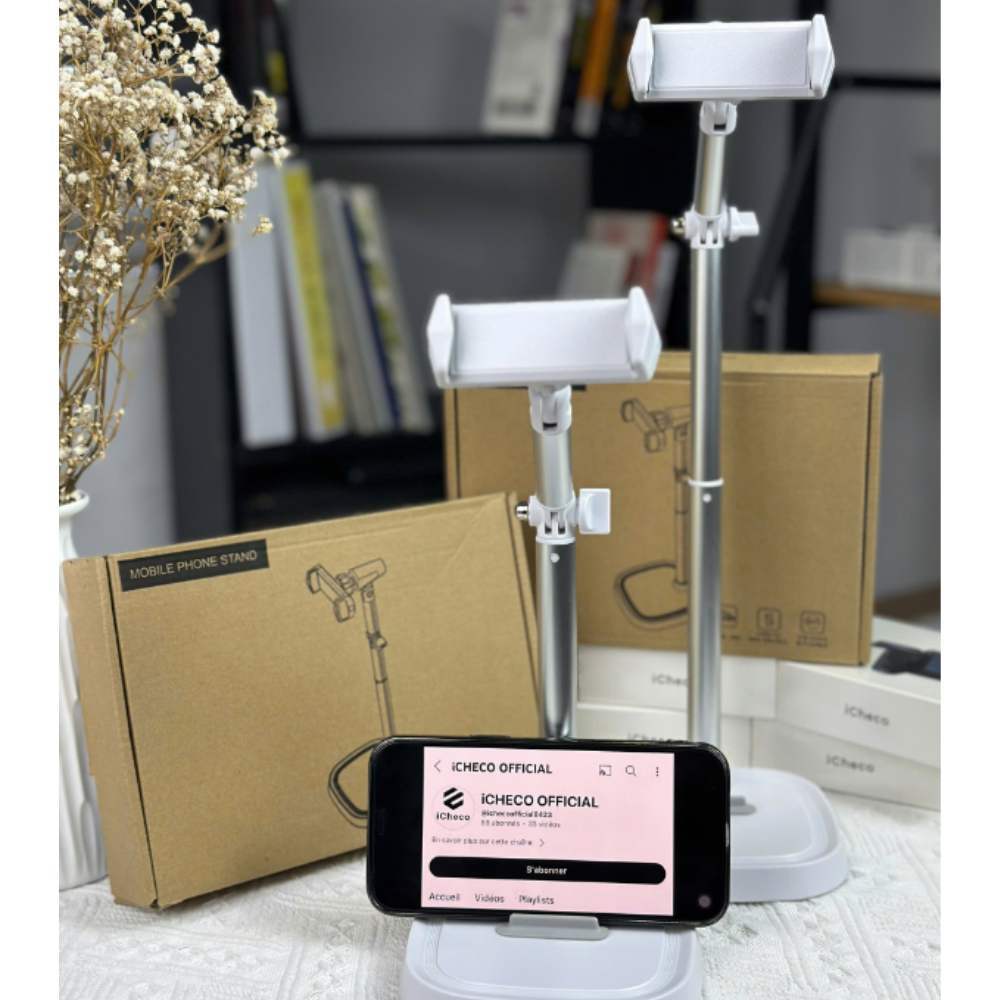 Giá đỡ điện thoại T10 livestream quay video review sản phẩm xem phim xoay 360 độ iCheco