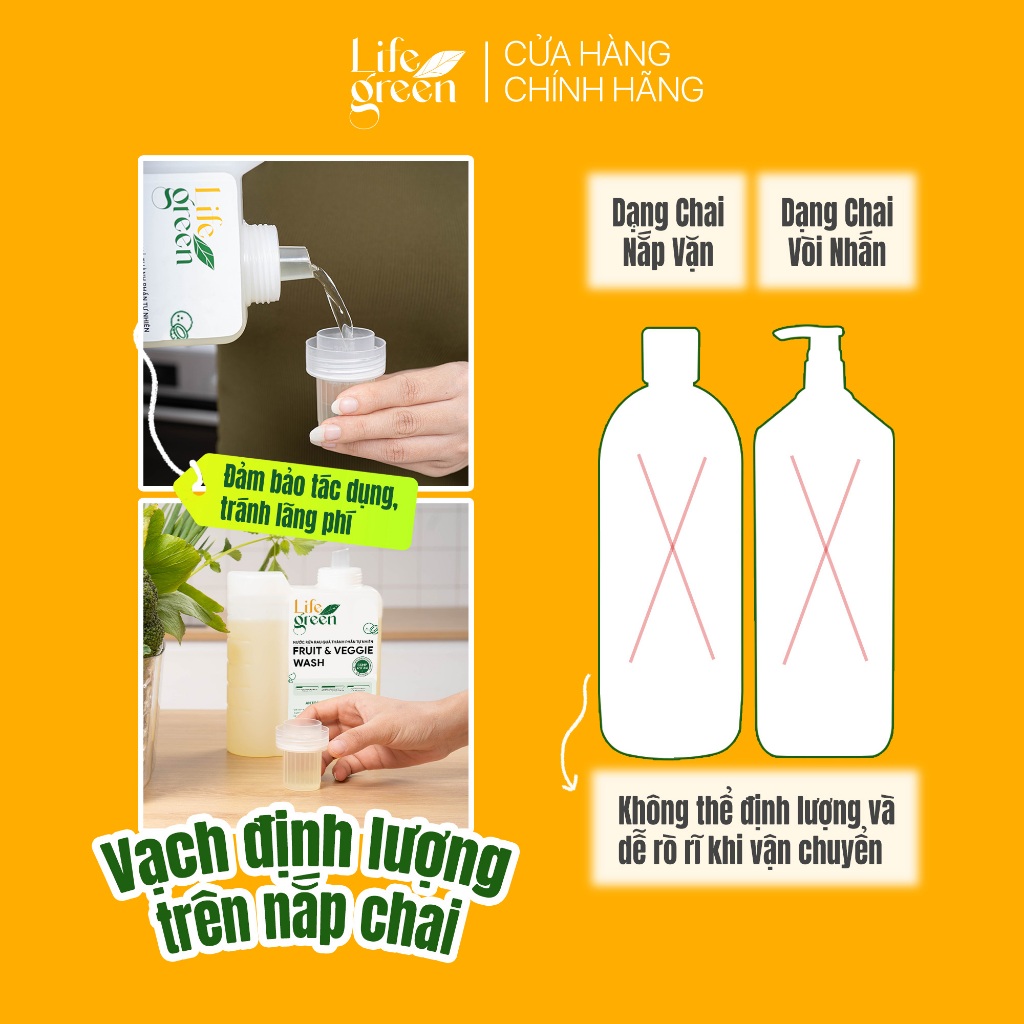 Combo 2 Nước Ngâm Rau Củ Quả Sinh Học Life Green Giúp Làm Sạch Thực Phẩm - 1760ML.